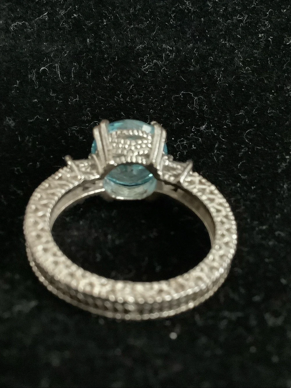 Silver Ring with Round Blue Center Stone